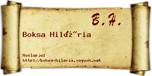 Boksa Hilária névjegykártya